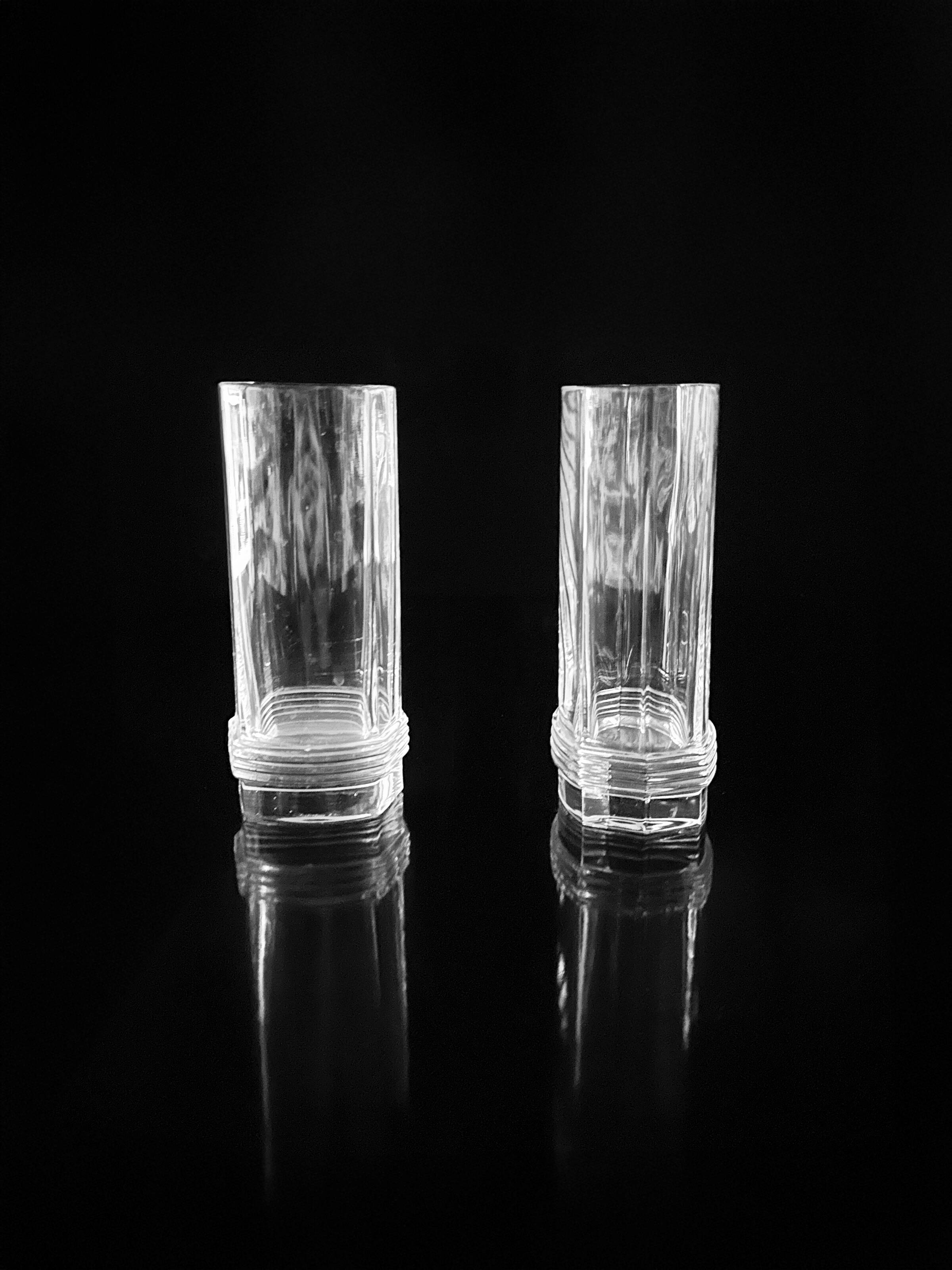 6x Christian Dior Crystal Longdrink Glasses - 1980s Art Deco Revival