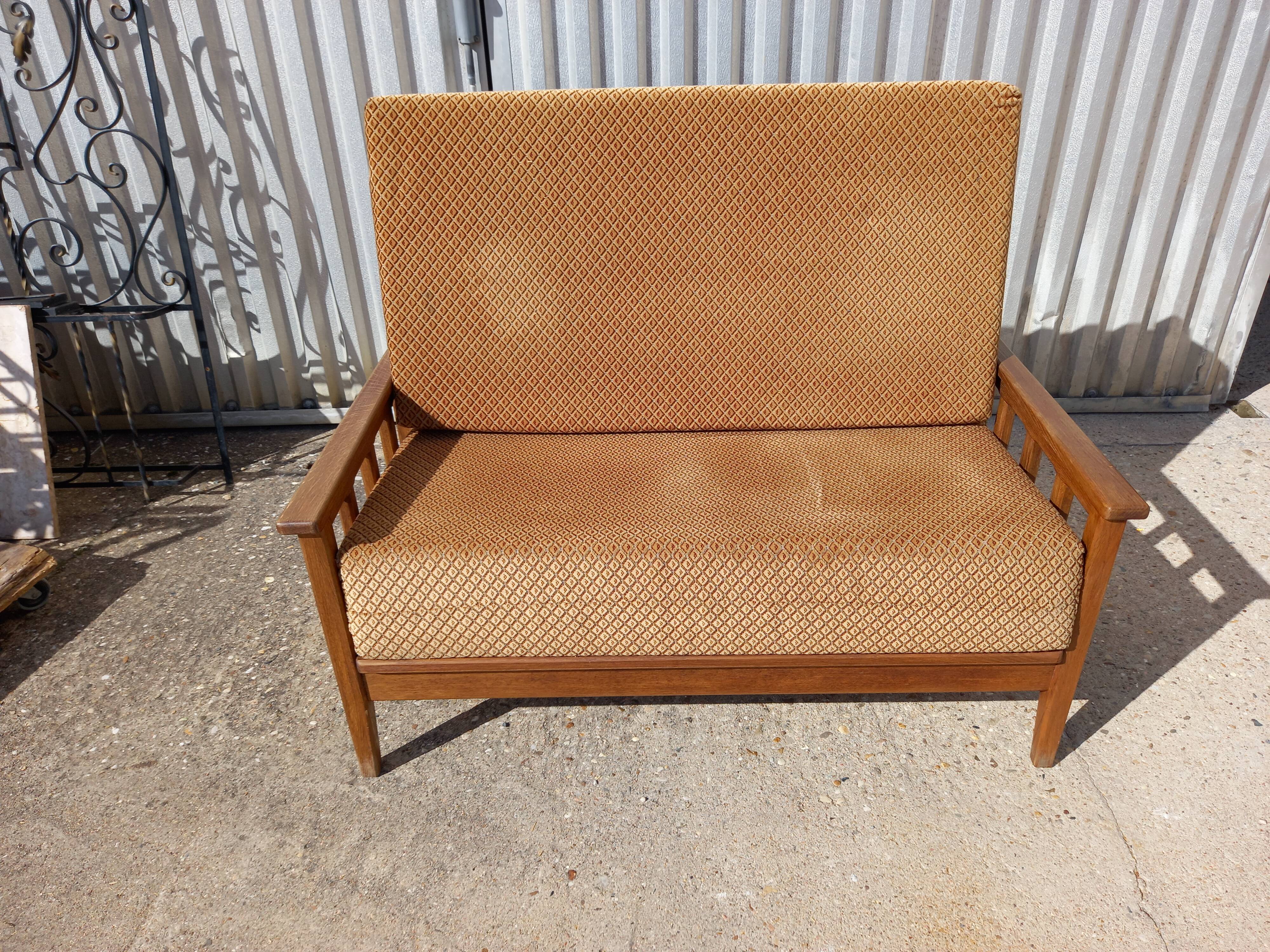Scandinavian style oak bench in the 60s