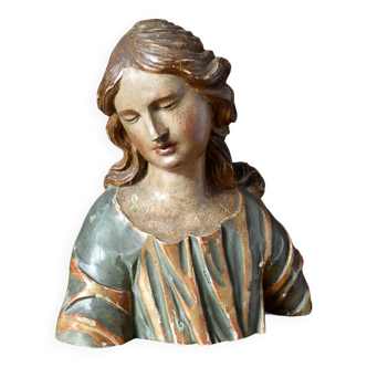 Buste de Saint Jean affligé. Polychrome, 18eme siècle.