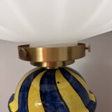 Lampe à poser motifs poissons globe en verre plissé