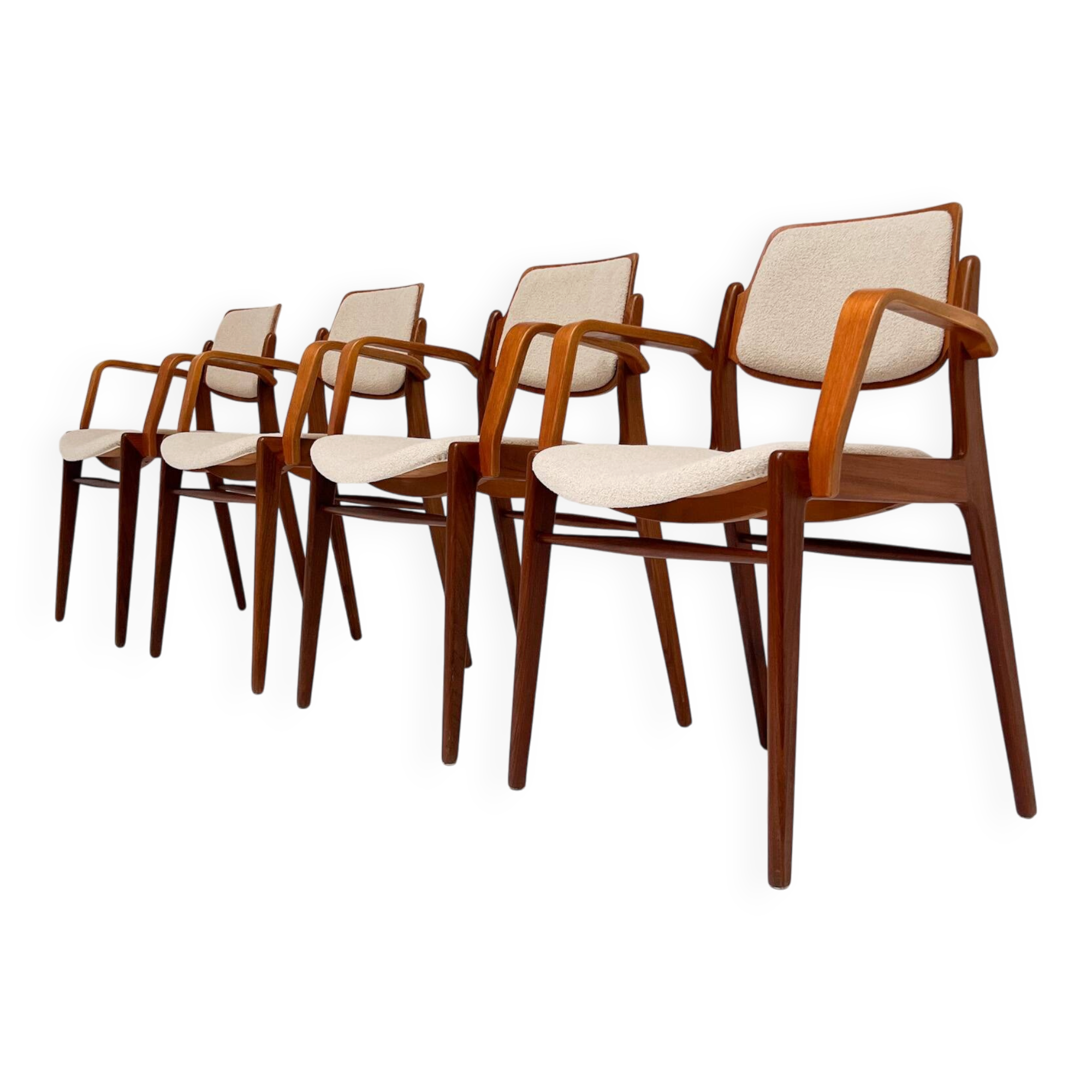 Ensemble de 4 chaises rembourrées Hartmut Lohmeyer pour Wilkhahn, années 1960.