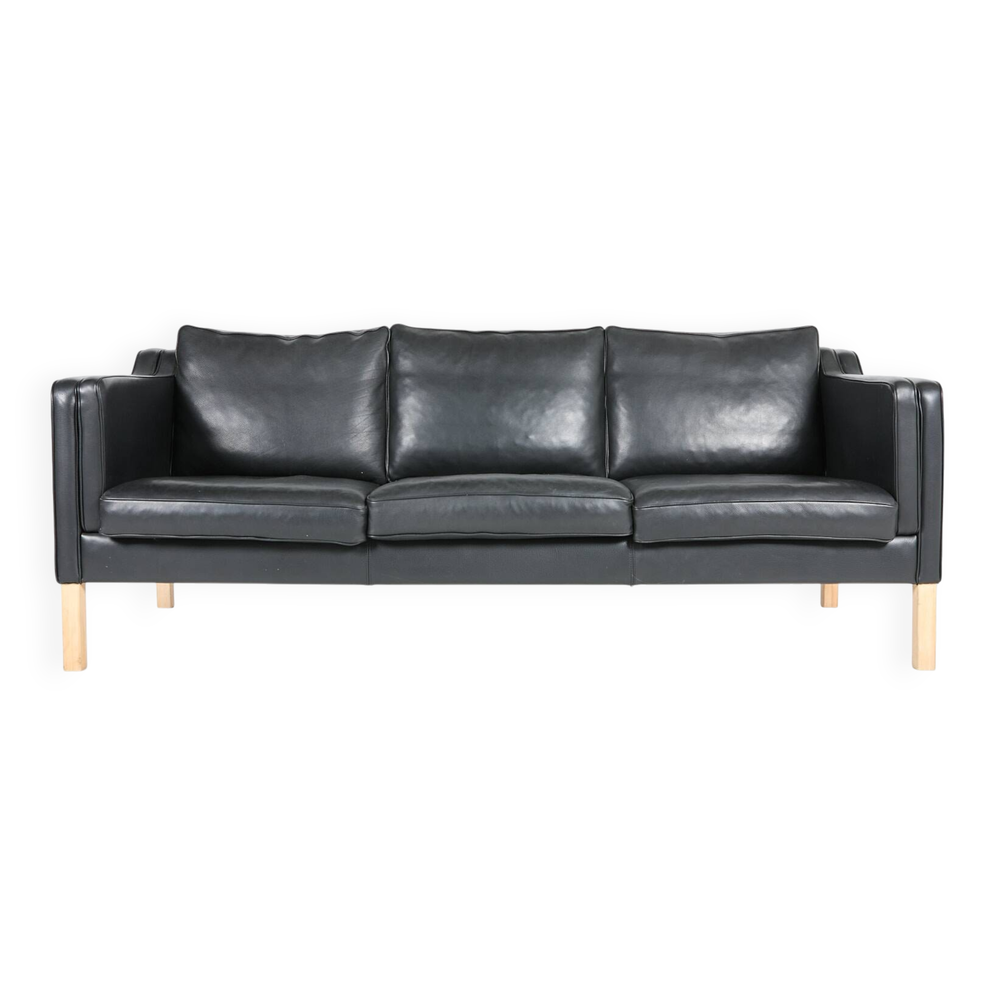 Danish design black leather sofa from Mogens Hansen