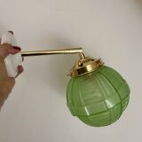 Vintage art deco globe wall light in green glass