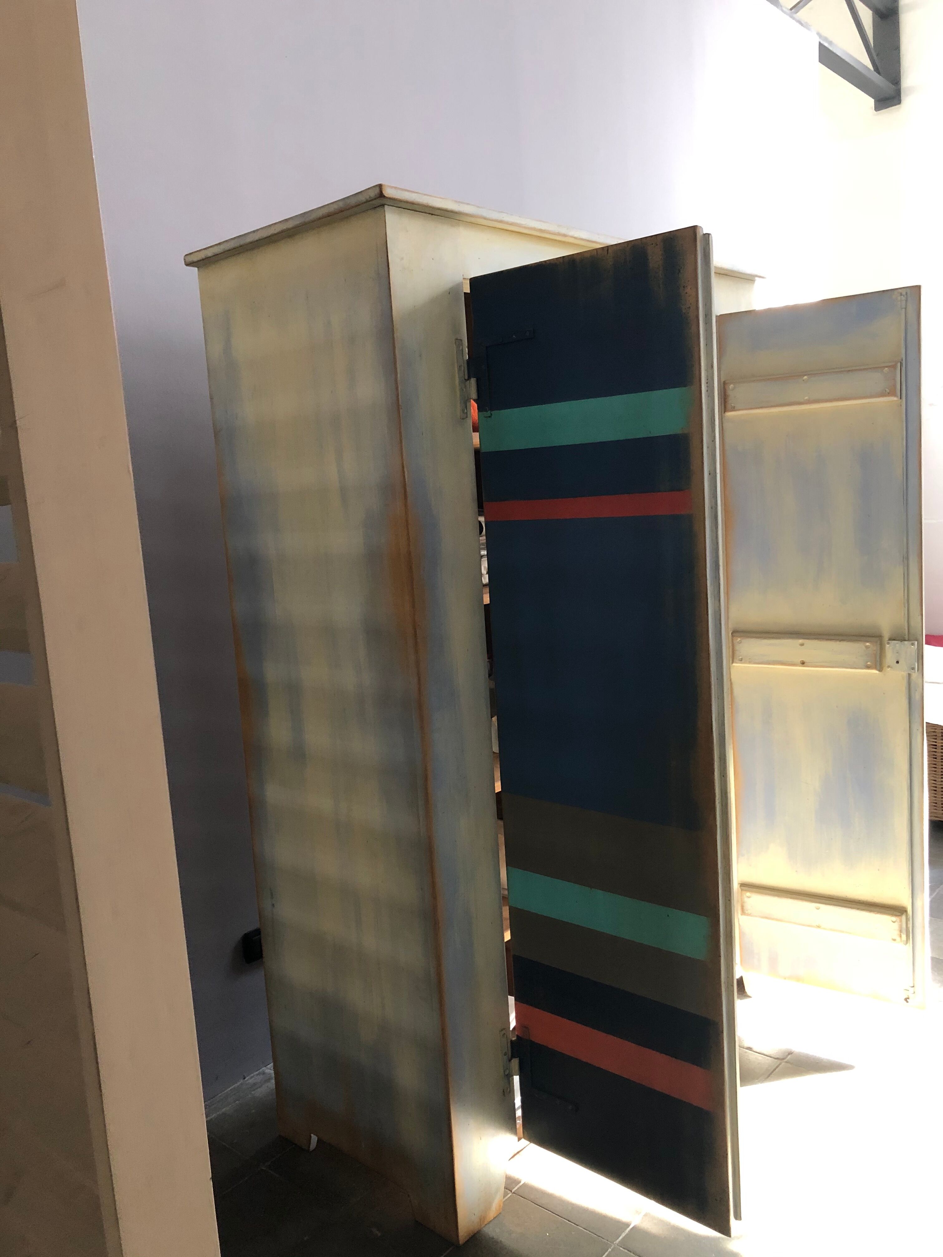 Painted wooden two-door wardrobe, Henri Quinta