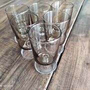 Set of 6 vintage sweet white wine glasses Luminarc smoked Sweden model