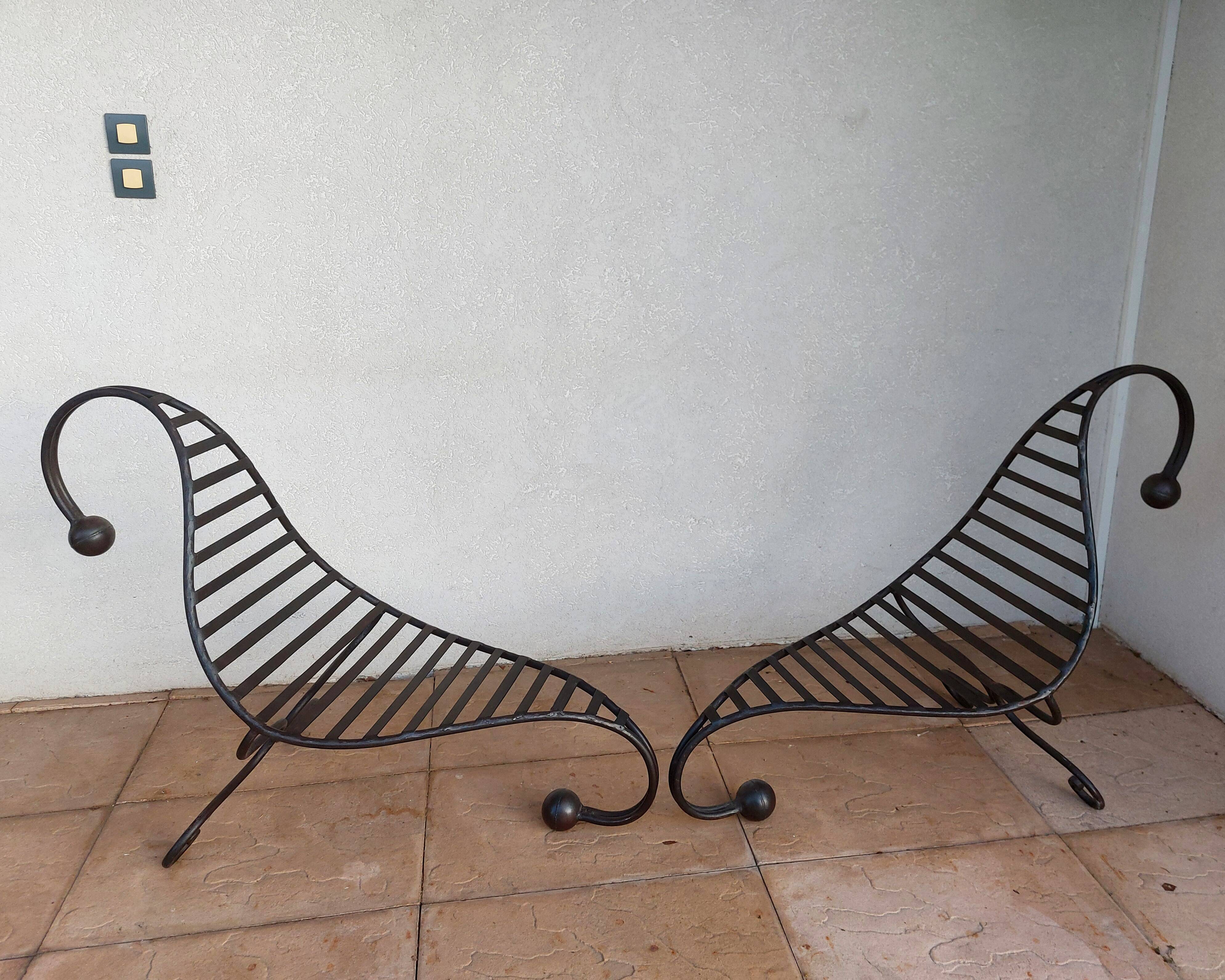 4 wrought iron deck chairs