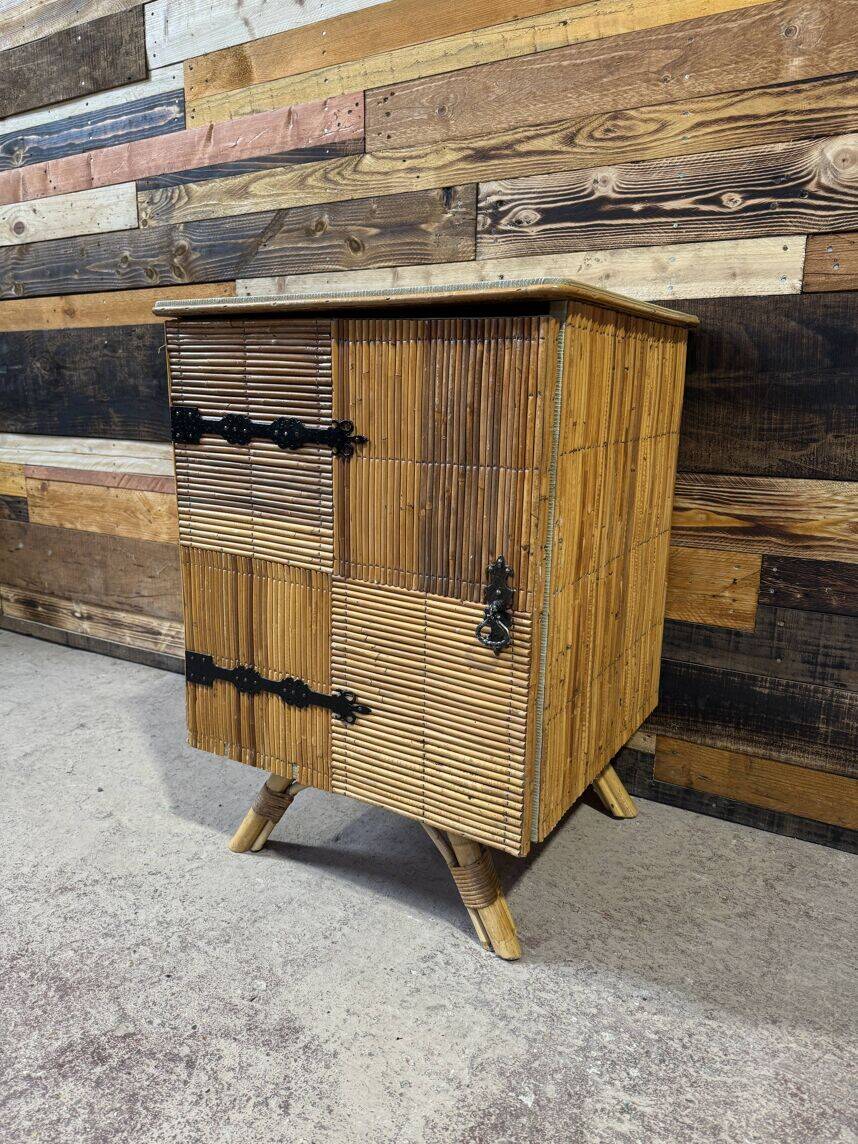 Small side buffet in rattan - Attributed to Audoux-Minet