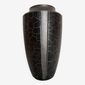 Grand vase design art déco noir irisé