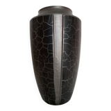 Large iridescent black art deco design vase