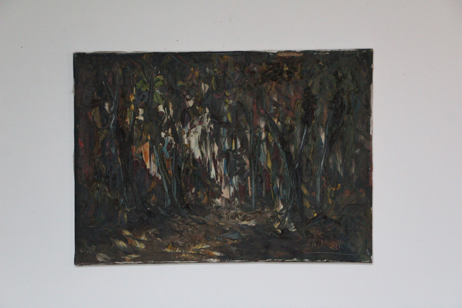 Abstract oil on canvas painting "The Forest" Amsterdam circa 1950