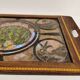 Plateau de service antique en bois d’acajou, verre et nacre