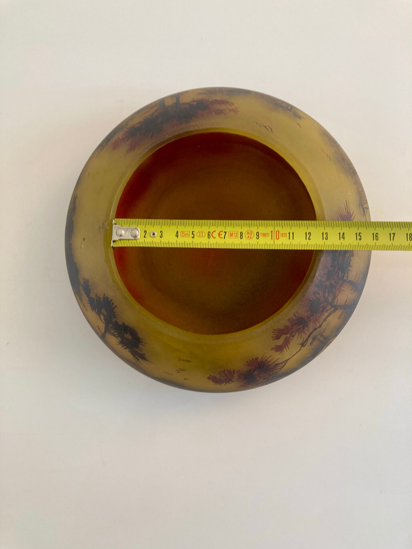 Circular glass bowl - hand-painted by Jean Simon Peynaud