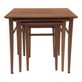 Series of 3 Scandinavian teak nesting tables