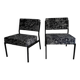 Pair of black metal and fabric armchairs, 1970s, restored.