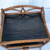 Table de chevet en rotin années 60