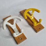 Pair of vintage "Ghidini Italy" coat hooks, two hooks, 20 cm