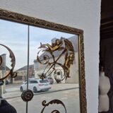 Miroir vénitien de brasserie en verre églomisé ancien doré