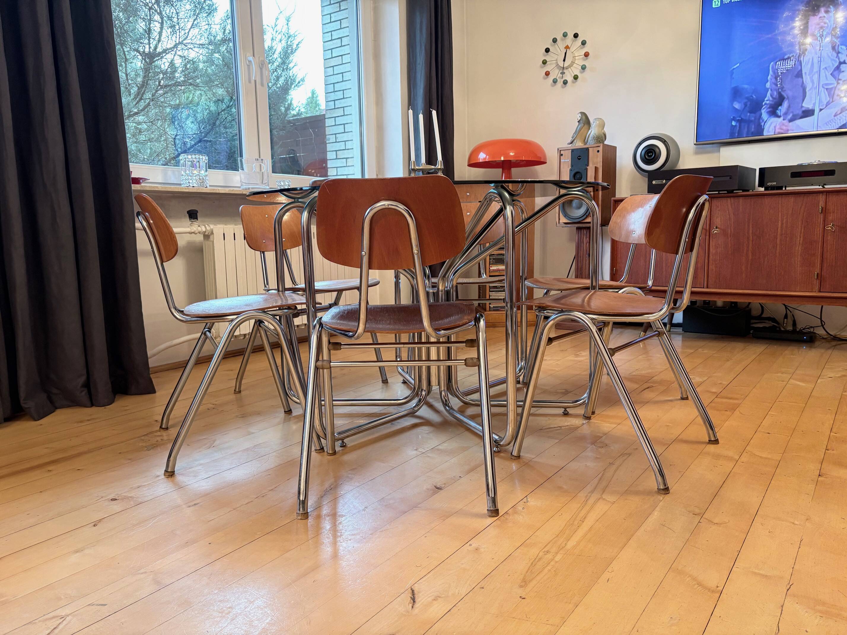 Set of six KN-38 chairs designed by Karl Nothhelfer for VS Möbel, Germany,