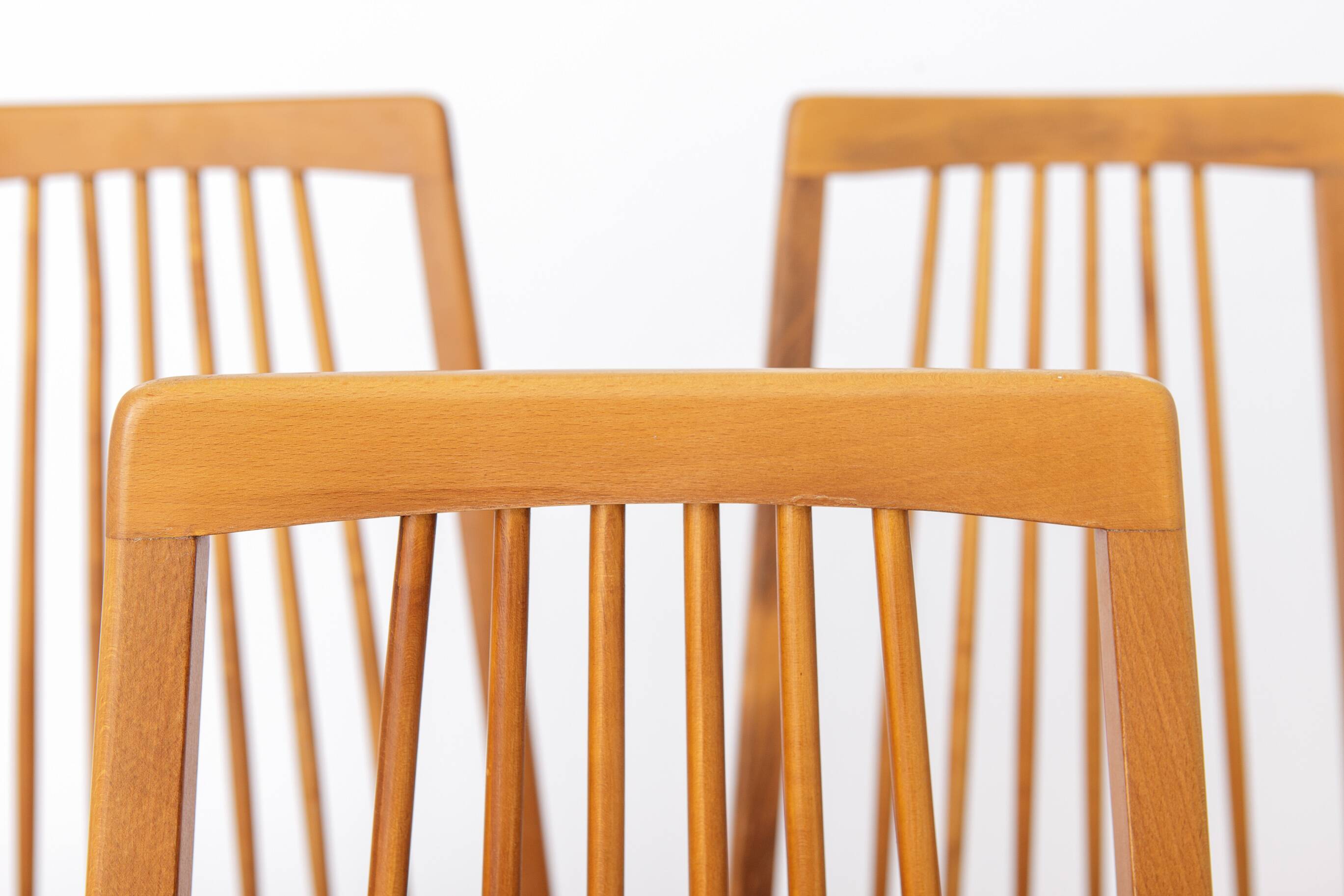 Set of 6 German Dining Chairs, 1960s | Solid Beech Mid-Century Chairs |