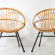 Pair of mini chairs child rattan