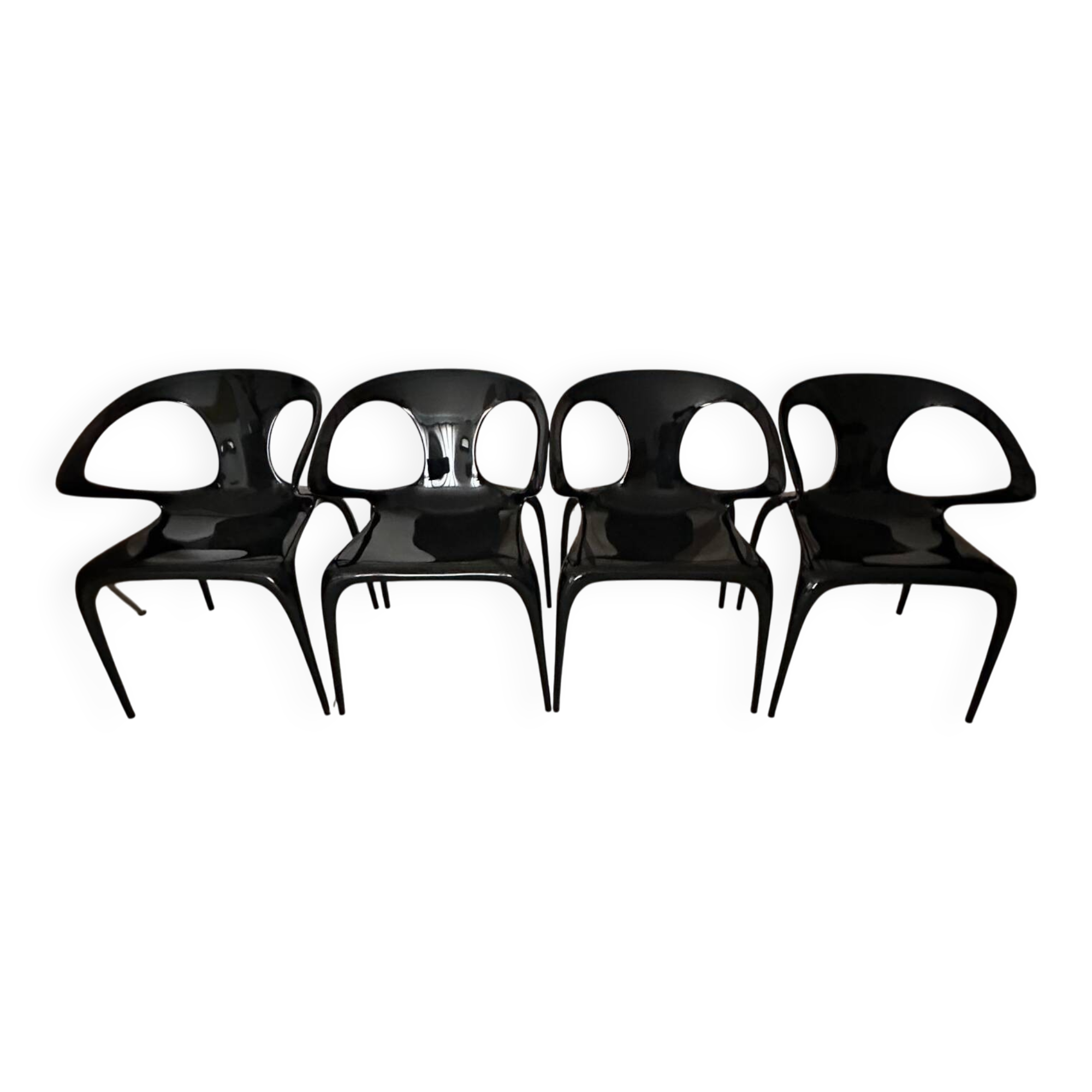 4 AVA chairs, glossy charcoal, Roche Bobois