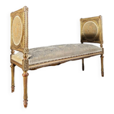Importante Banquette D’époque Napoléon III En Bois Doré Et Sculpté De Style Louis XVI - XIXe