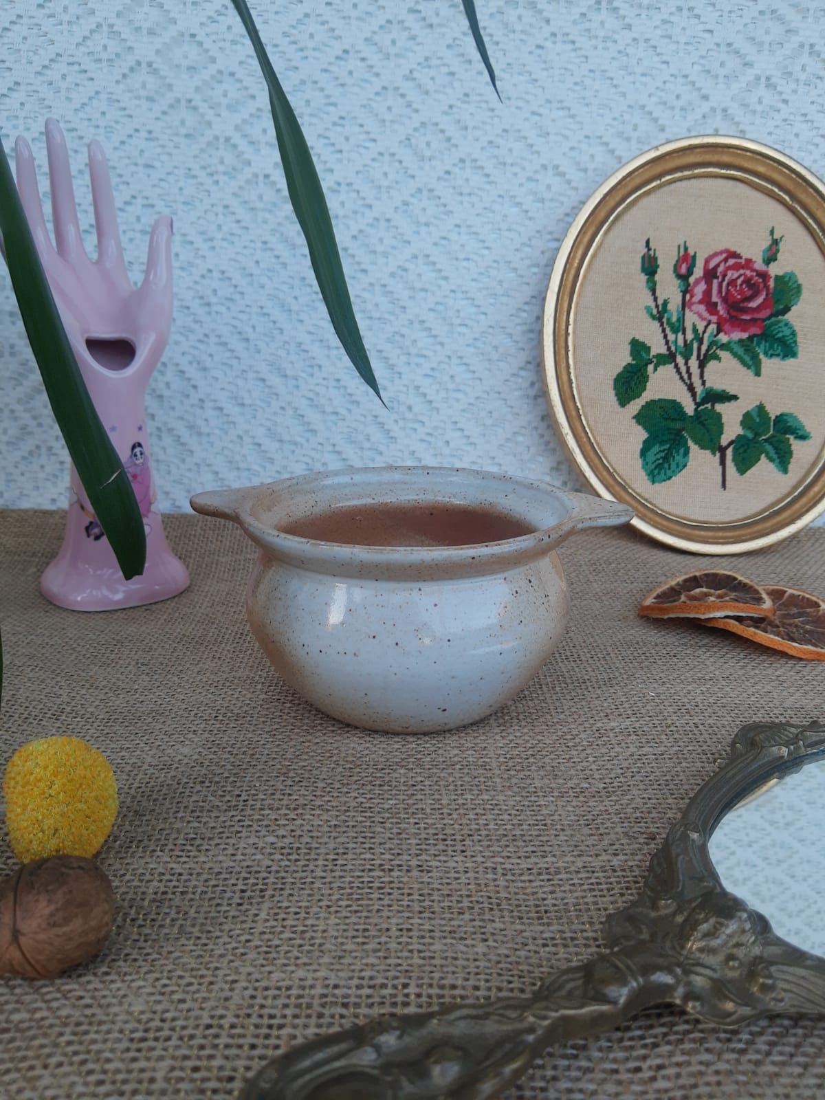 Eared pot, marsh sandstone sugar bowl