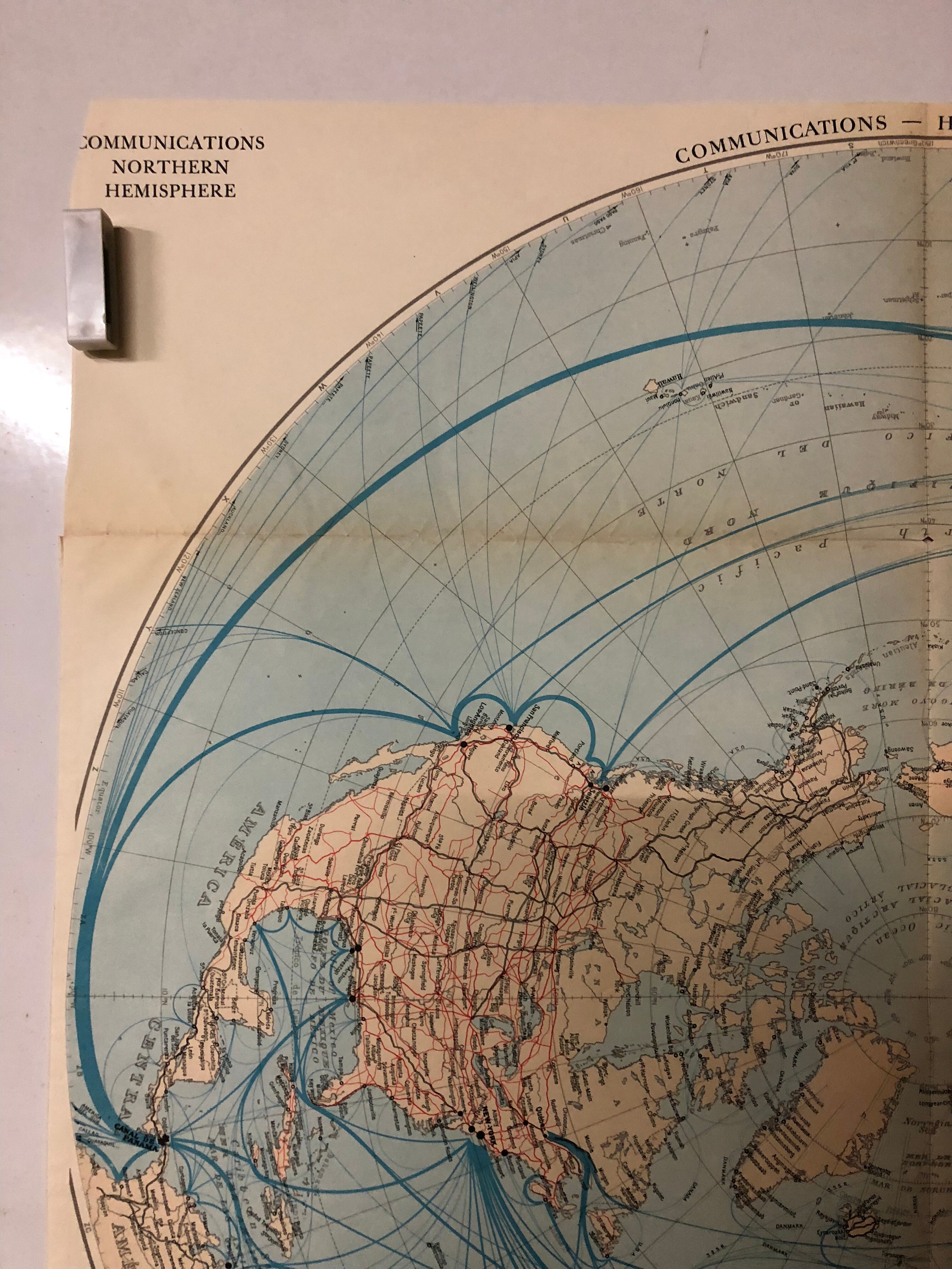 Mappemonde carte ancienne communication dans l’hémisphère nord