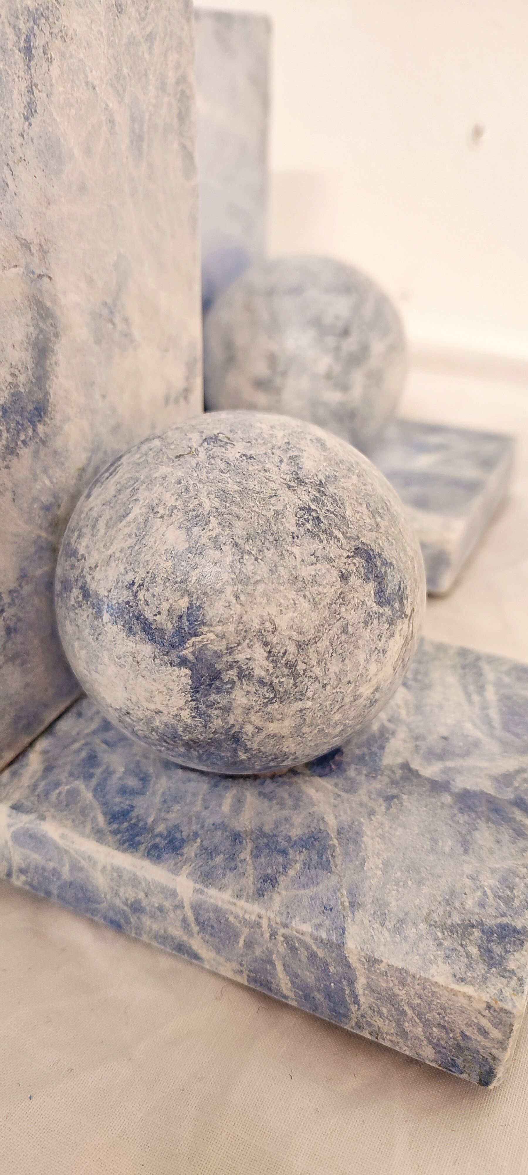 Blue marble bookend. Spain, 1970s.