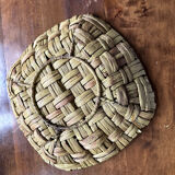Green artisanal wicker basket