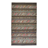 Turkish Colorful Persian Kilim Rug, Wool Area Rug, 141x240