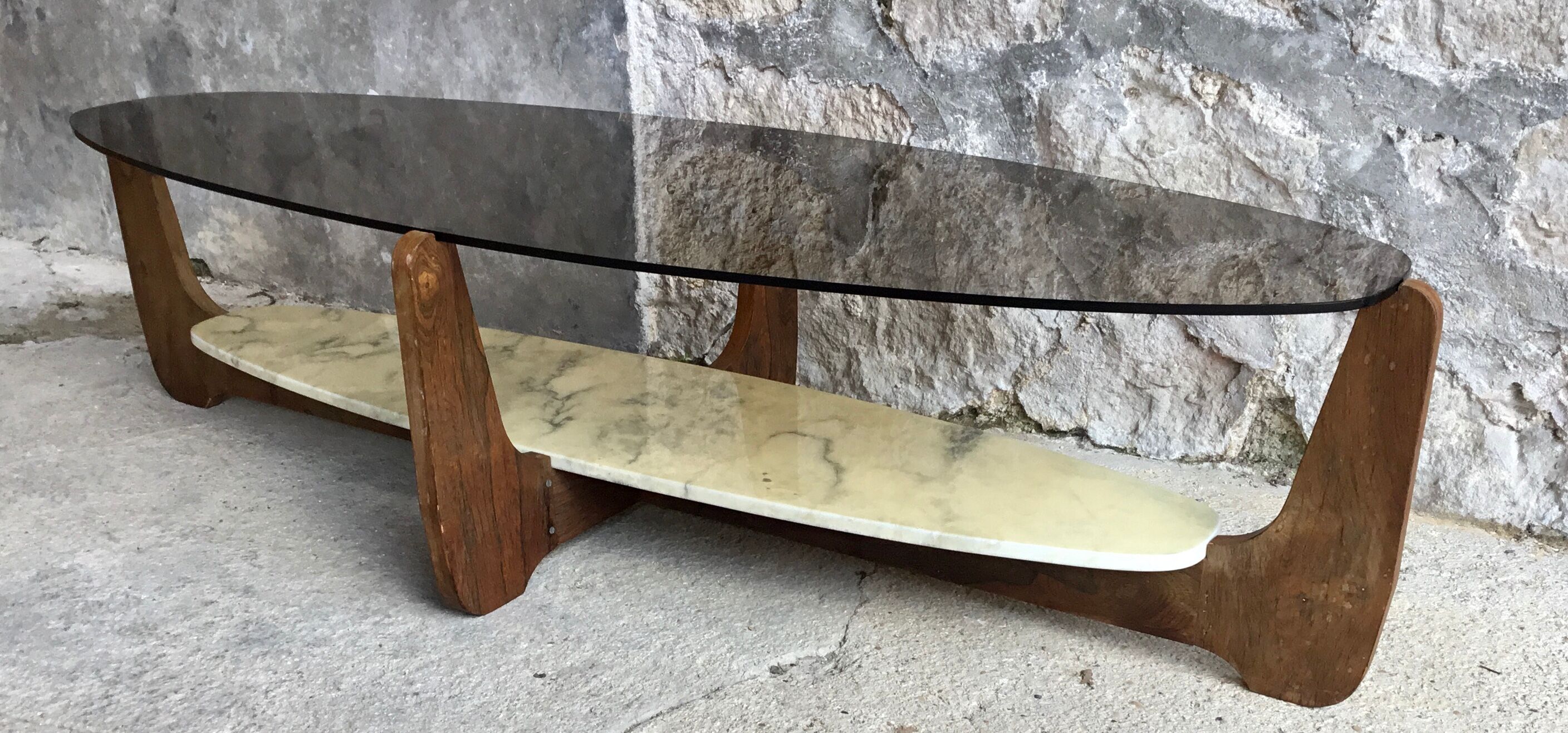 Large oval coffee table by Hugues Poignant - 1960