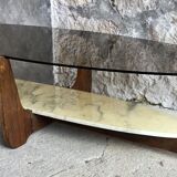 Large oval coffee table by Hugues Poignant - 1960