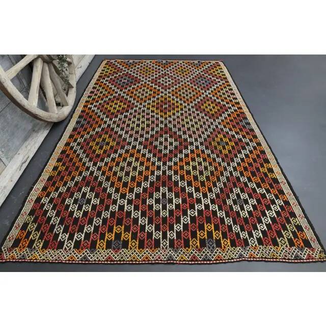 Vintage Turkish Oushak Handmade Wool Cotton Brown Area Rug 180x291