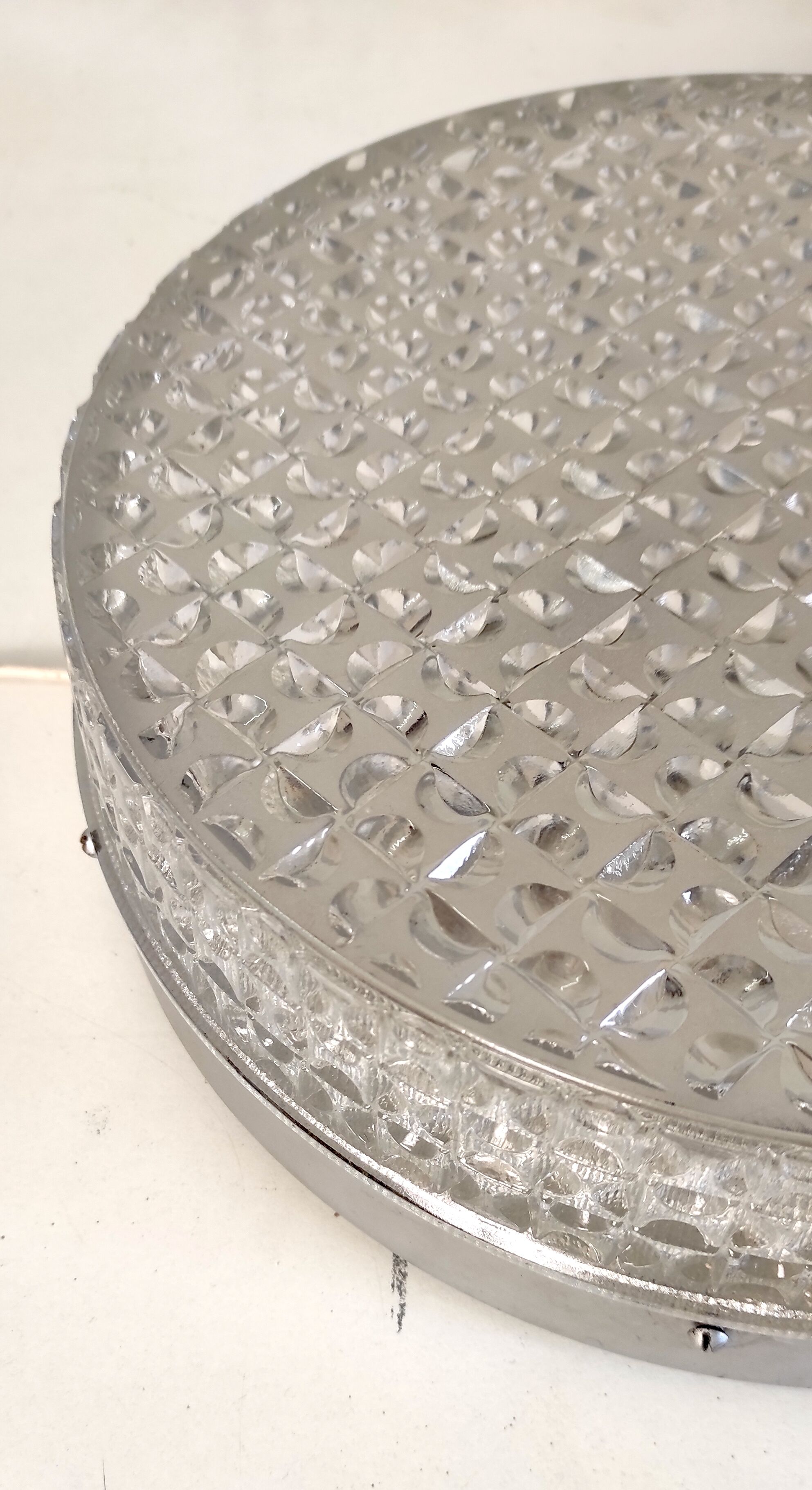 Ceiling lamp or wall lamp in cut glass in large format - 60s/70s