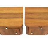 Vintage wooden bedside tables from the mid-20th century, after renovation.