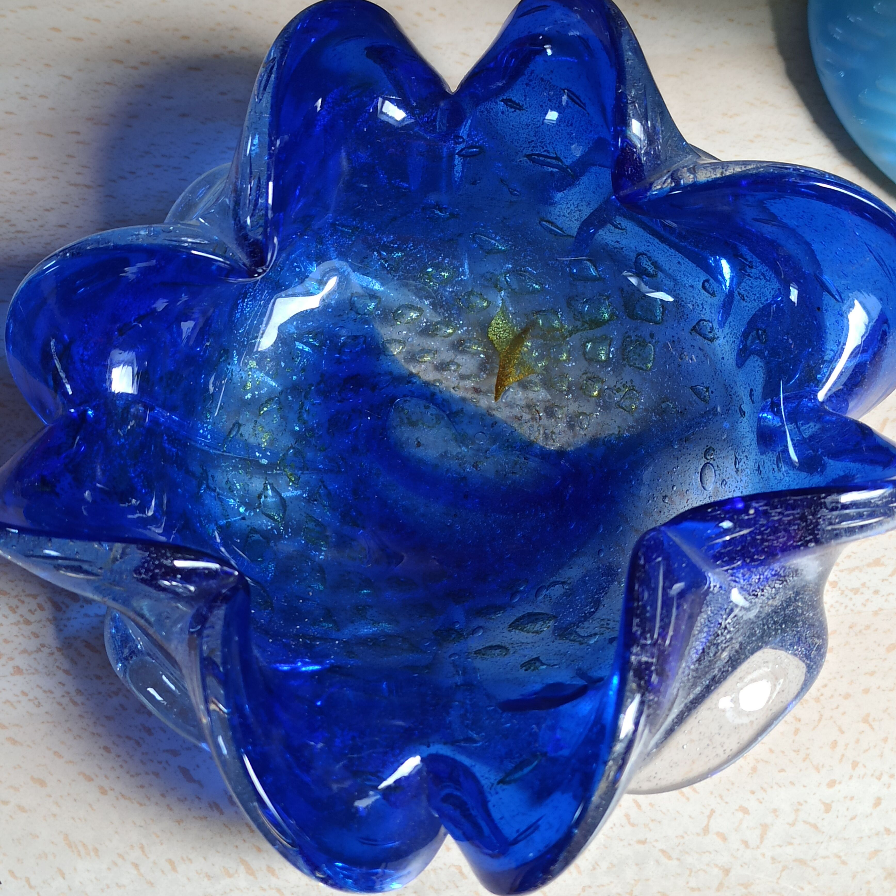 Vintage cobalt blue Murano ashtray