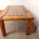 Vintage modernist coffee table in pine and glass 70s 80s