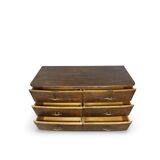 A vintage Italian chest of drawers, made of veneered walnut and solid wood,