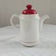 White and red Royal Tudor porcelain coffee pot