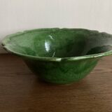 1960s Biot glazed earthenware salad bowl with XL green scalloped edges