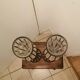 Pair of vintage/retro glass and metal vases