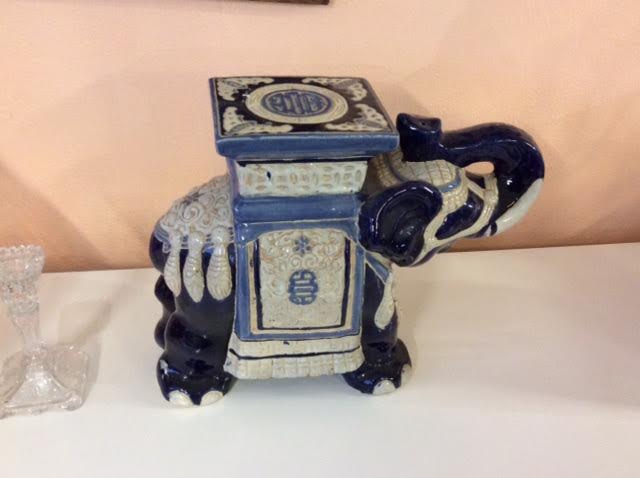 Blue ceramic elephant