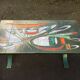 Vintage ceramic coffee table Vallauris spirit with metal x base