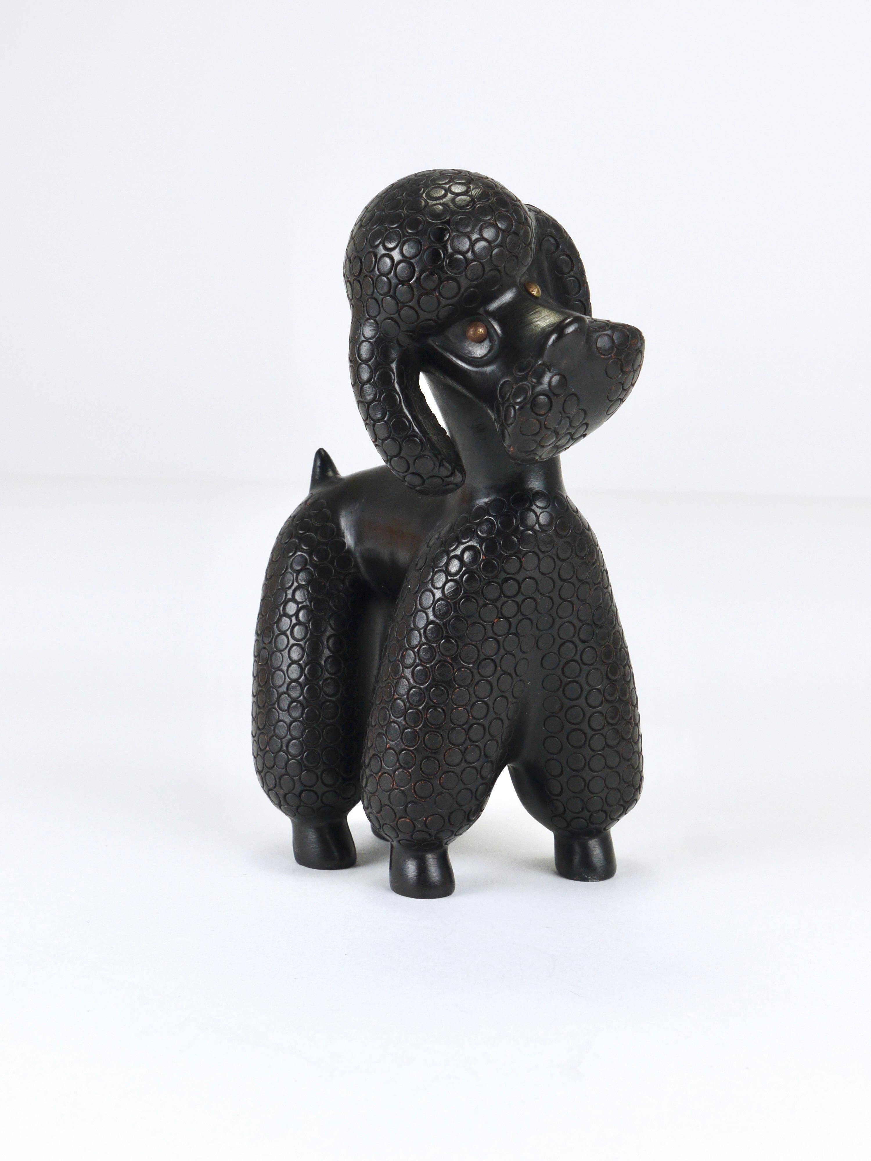 Charming Poodle Figurine Sculpture by Leopold Anzengruber, Austria, 1950s