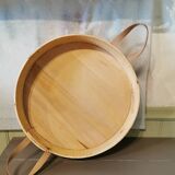 Large wood and leather tray Morocco