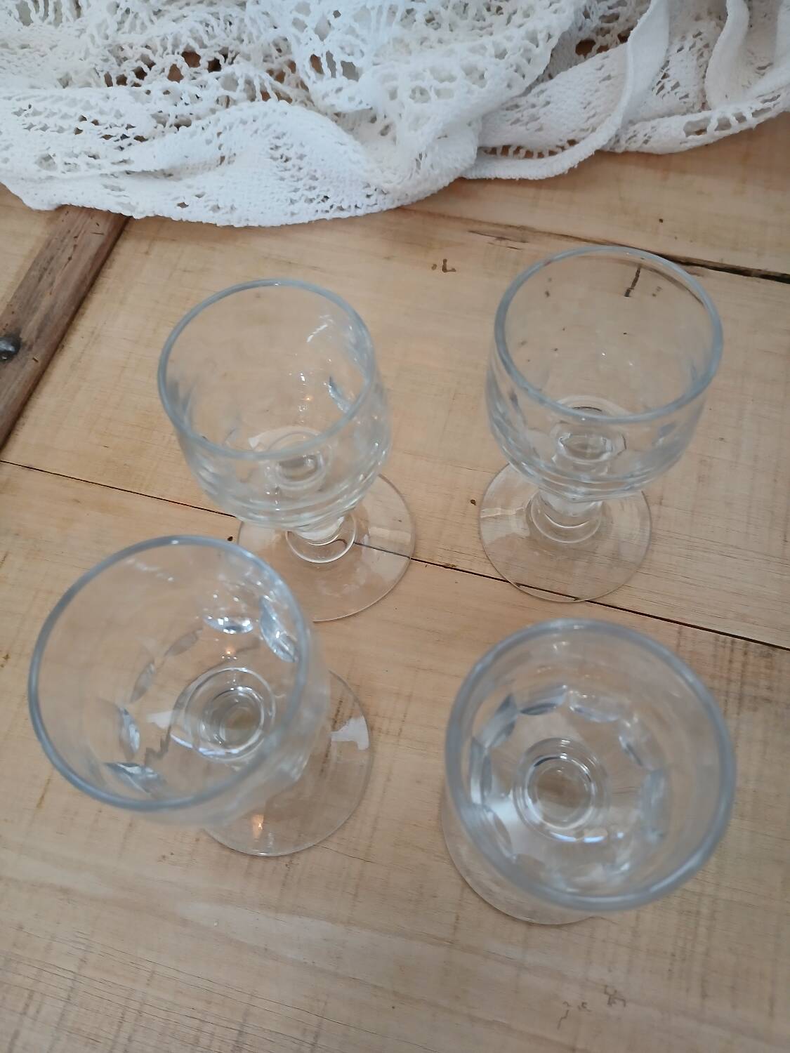 4 antique liqueur glasses