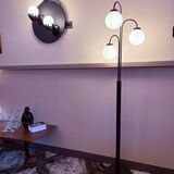 Ensemble de lampes murales en céramique noire, globes opalins, années 1980, Italie