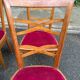 Set of 4 Art Deco Directoire chairs in solid wood and red velvet, 1960.