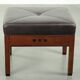 Pouf/tabouret en cuir marron chocolat au design Art Déco